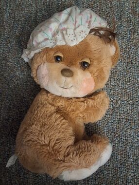 Vintage 1985 Fisher Price Puffin Teddy Bear Plush Pink Bonnet Hat 1403 Rare